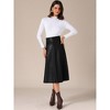 INSPIRE CHIC Women's Vintage High Waist A Line Faux PU Leather Midi Skirts - 2 of 4
