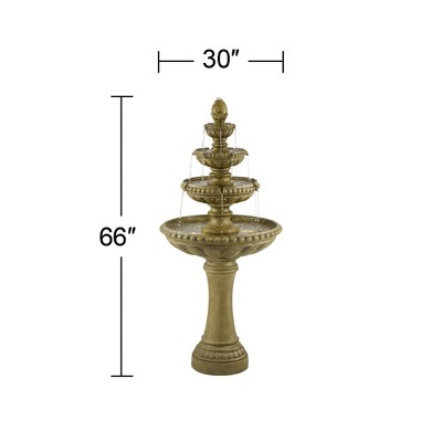 Sag Harbor Rustic Stone 66" Outdoor Floor Water Fountain with LED Light