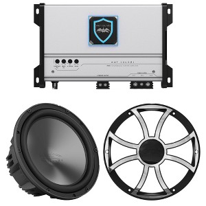 Wet Sounds HTM-1 - HTM Series Full-Range Class-D 1200 Watt at 1-Ohm Mono Amplifier with REVO-10-FA-S4 10" Woofer Single 4 OHM and REVO-10-XS-B-SS-G... - 1 of 4