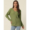 Seta T Women's V Neck Waffle Knit Long Sleeve Casual Tunic Blouses - 2 of 4