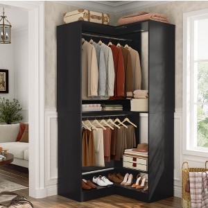 Besiost Freestanding Corner Closet System with 2 Hanging Rods and Shoes Shelf - 1 of 4