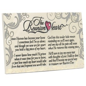 Dicksons Reunion Heart Soft Grey Filigree 6 x 8.5 Resin Stone Table Top Sign Plaque Decoration - 1 of 3
