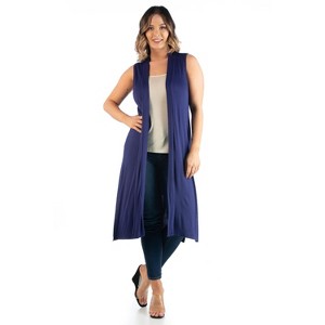 24seven Comfort Apparel Women's Plus Long Sleeveless Vest - 1 of 3
