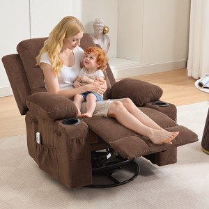 COZONY Oversized Nursery Recliner Chair, 360° Swivel Glider Rocker with Heat & Massage, Cup Holders & Storage, for Bedroom, RV, Living Room - 1 of 4