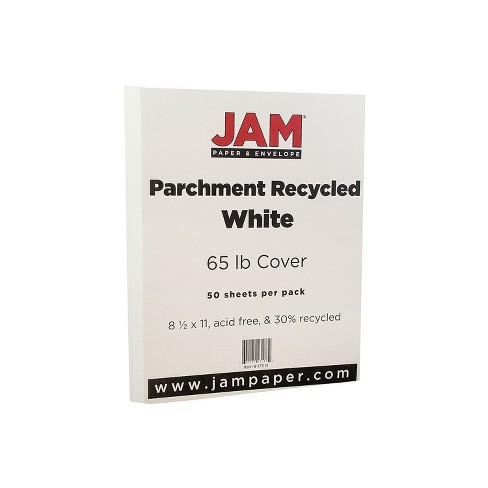 JAM Paper Parchment 65lb Cardstock 8.5 x 11 Coverstock White Recycled 171114