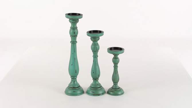 Traditional Wood Candle Holder Set 3ct - Olivia & May, 2 of 20, play video