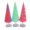 Transpac 11.0 Inch Fabric Punch Needle Tree Set Fabric Wrapped Cone Wooden Base Tree Sculptures - 3 of 3