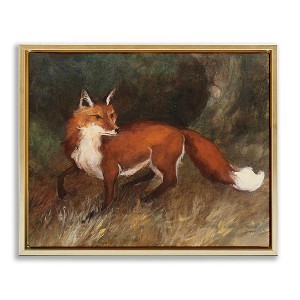 Stupell Industries Wild Fox in Forest Black Framed Floater Canvas Wall Art - 1 of 4