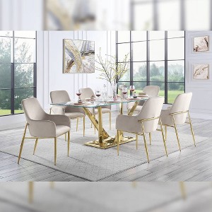 Set of 2 22" Barnard Side Chairs: Upholstered Wingback, Metal Frame - Acme Furniture - 1 of 4