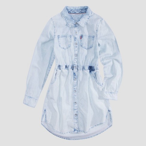 Levi s Girls Long Sleeve Denim Dress Light Blue 6x Target