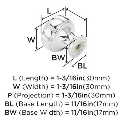 Highland Ridge Polished Chrome Round Cabinet Knob with Mounting Hardware
