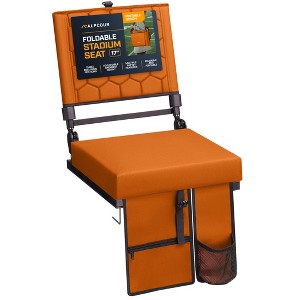 Folding Reclining Stadium Seat with Multiple Pockets, Anti-Slip Bottom, Bleacher Hooks, Adjustable Height - 1 of 4