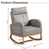 Rocking Chair Nursery, Upholstered Glider Chair with Side Pocket, High Back Comfy Accent Chair with Rubber Wood Legs for Bedroom Living Room - 3 of 4