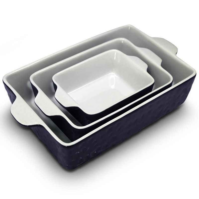 NutriChef 3Pcs. Nonstick Bakeware PFOA PFOS PTFE Tray Set w/Odor-Free Ceramic, 446°F Oven Microwave/Dishwasher Safe Rectangular Baking Pan, 1 of 5