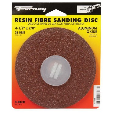 Forney 4.5 in. Aluminum Oxide Adhesive Sanding Disc 36 Grit 3 pk