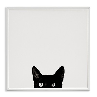 Stupell Industries Black Cat Peeking From Below, 12" x 12"