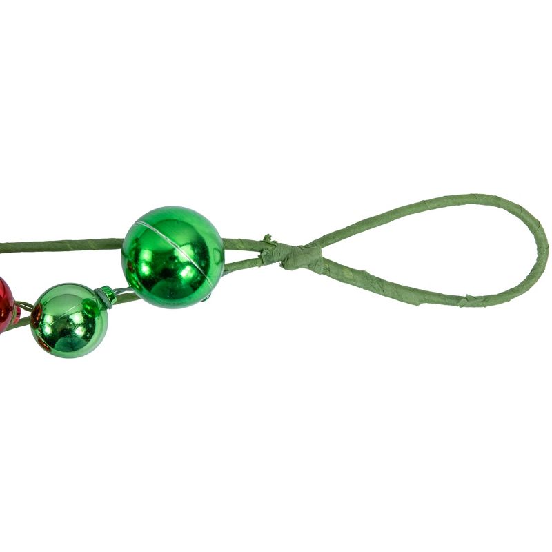 Northlight 4' x 6" Green and Red Ball Ornament Christmas Garland, Unlit, 3 of 5