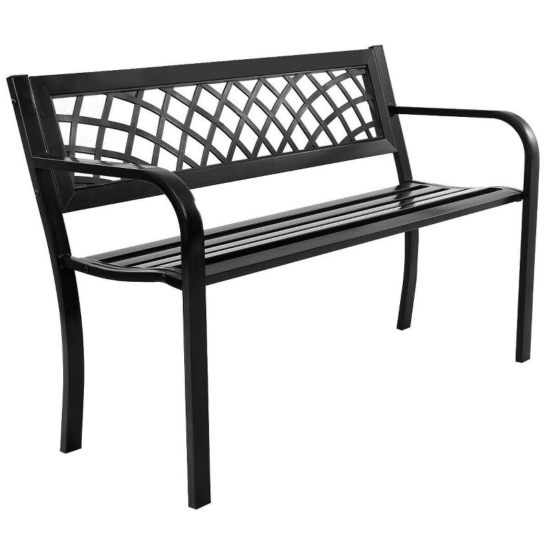 Costway Patio Park Garden Bench Porch Path Chair Outdoor Deck Steel Frame, 1 of 10