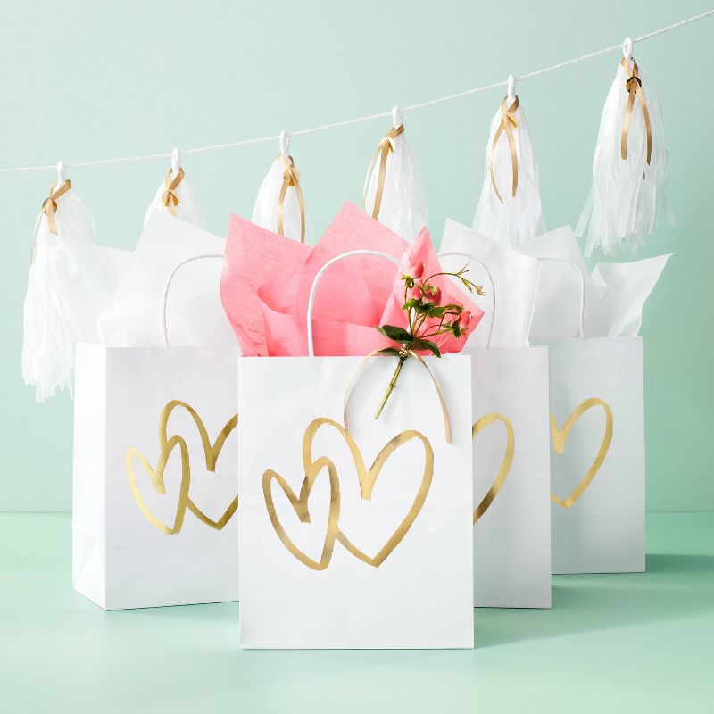 Gold Hearts Small Wedding - 4pc - Gift Bag - Spritz&#8482;, 3 of 5