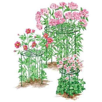 Gardener's Supply Company Grow Through Plant Support | Sturdy Metal Support Frame For Peonies, Roses Flower Garden Cage | Wide Top Rings Bouquet Shape