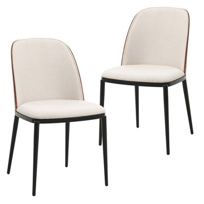 LeisureMod Tule Dining Side Chair with Velvet Seat and Black Powder-Coated Steel Frame Set of 2