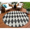 Black Geometric Washable Indoor Outdoor Area Rug - 2 of 4