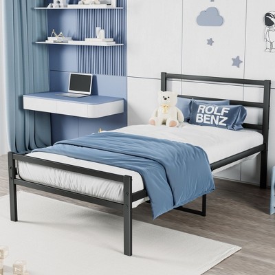 NicBex Twin/Queen/King Size Metal Platform Bed Frame with Headboard,Mattress Foundation with Steel Slat Support,Under Bed Storage,Easy Assembly,Black