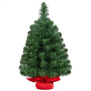 Yaheetech 2Ft/3Ft Tabletop Christmas Tree Mini Artificial Christmas Tree with Cement Base, Green - 1 of 4