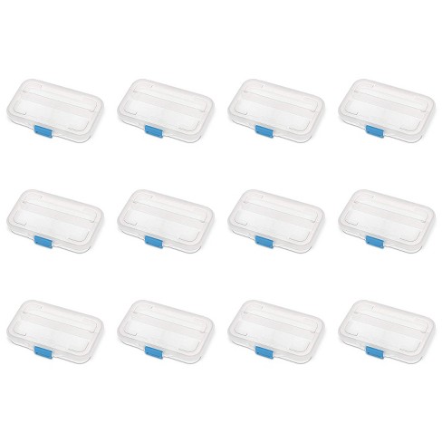 Sterilite Small Divided Box, Stackable Plastic Small Storage Container With  Latch Lid, Organize Pens, Pencils And Small Items, Clear Case, 12-pack :  Target