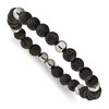 Chisel Stainless Steel Polished 9mm Lava Stone Beaded Stretch Bracelet - 2 of 3