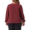 Agnes Orinda Women's Plus Size Work Office Crew Neck Pleated Long Sleeve Blouse - 4 of 4