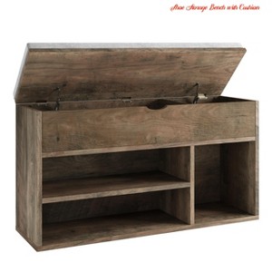 Living Room Shoe Storage Bench, Shoe Rack Benches w/ Cushioned Seat, 2 Tiers of Shelves, and Lift-Top Storage Box - 1 of 4