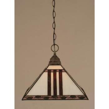 Toltec Lighting Any 1 - Light Pendant in  Bronze with 14" Purple & Metal Leaf Art Glass Shade
