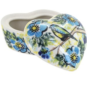 Blue Rose Polish Pottery 125 Vena Small Heart Box - 1 of 2
