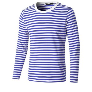 Lars Amadeus Men's Casual Striped Crew Neck Long Sleeve Pullover T-Shirt - 1 of 4