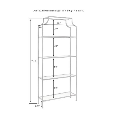 Black Steel Modern Pagoda-Style Etagere with Glass Shelves