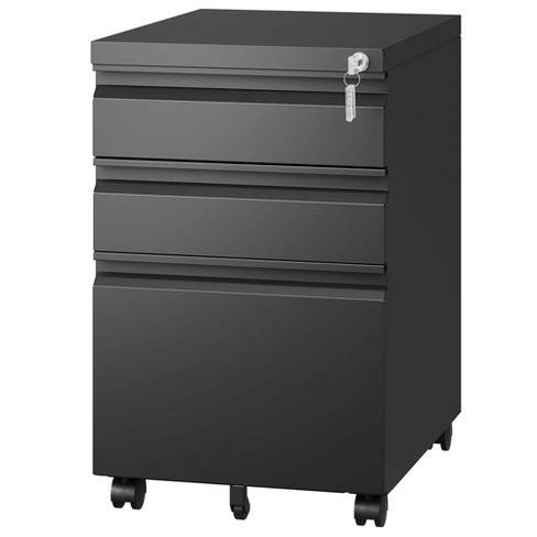 Nicbex 3 Drawer Mobile File Cabinet With Lock For Home Office Organizer Letter legal a4 Target