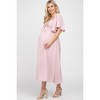 Pinkblush Light Pink Front Tie Ruffle Sleeve Maternity Midi Dress - 2 of 4