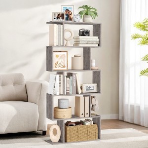 5-Tier Bookshelf, S-Shaped Bookcase, Storage Display Shelf, Freestanding Room Divider, for Home Office, Living Room, Bedroom - 1 of 4