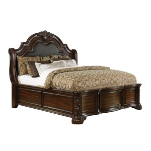 Versailles Upholstered Sleigh California King Bed Brown Cherry - Sun & Pine