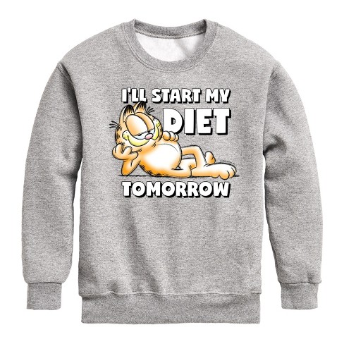 Boys' - Garfield - Start My Diet Tomorrow Graphic Long Sleeve Fleece Sweatshirt - image 1 of 4