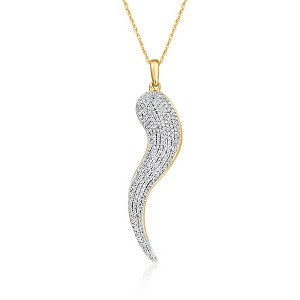 Ross-Simons 0.50 ct. t.w. Diamond Italian Horn Pendant Necklace in 18kt Gold Over Sterling Size 18 - 1 of 3