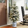 LuxenHome 3Ft Christmas Tree, Prelit Small Snow Flocked Christmas Tree with Metal Pot Stand, Battery Operated Artificial Christmas Tree Off-White - 2 of 4