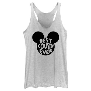 Women's Mickey & Friends Best Cousin Ever Mouse Ears Racerback Tank Top - 1 of 4