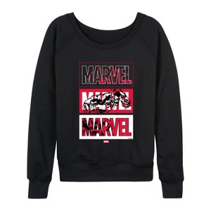 Women's - Marvel - Venom Marvel Logo Lightweight French Terry Wide Neck Long Sleeve Graphic Shirt - 1 of 4