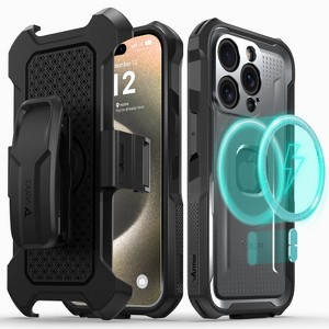 Vena vArmor Rugged Case for Apple iPhone 15 Pro, Military Grade Drop Protection Armor with Kickstand Holster Belt Clip - Graphite Gray - 1 of 4