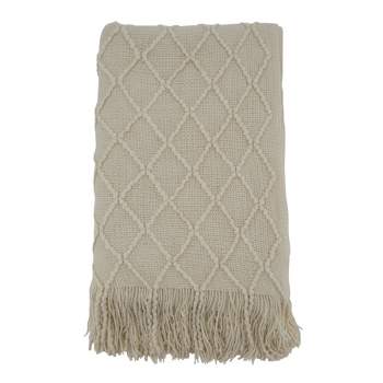 50"x60" Solid with Knitted Design Throw Blanket - Saro Lifestyle