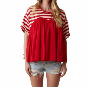 Women's Sweetheart Baby Doll Top - FANTASTIC FAWN - 1 of 3