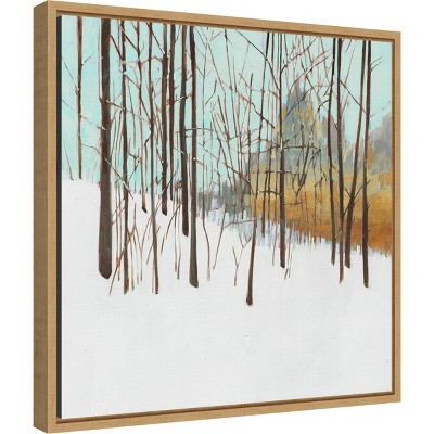 16" x 16" Serene Snowy Landscape Framed Canvas Wall Art
