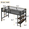 Twin Size Metal Loft Bed with Storage Shelf, Easy Climbing Ladder and Guardrails for Kids - 3 of 4